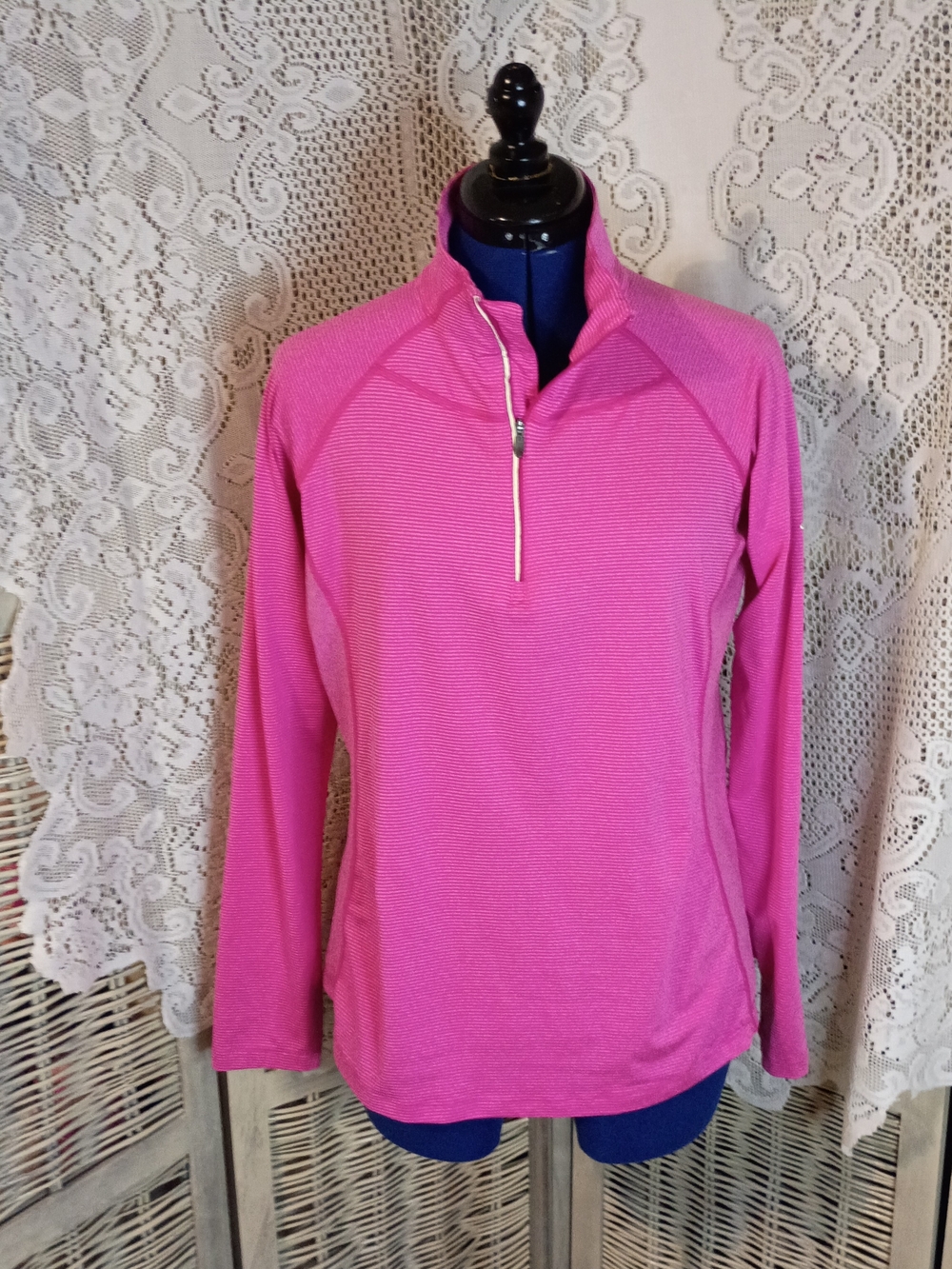 Columbia Hot Pink Long-Sleeve Quarter-Zip Performance Top